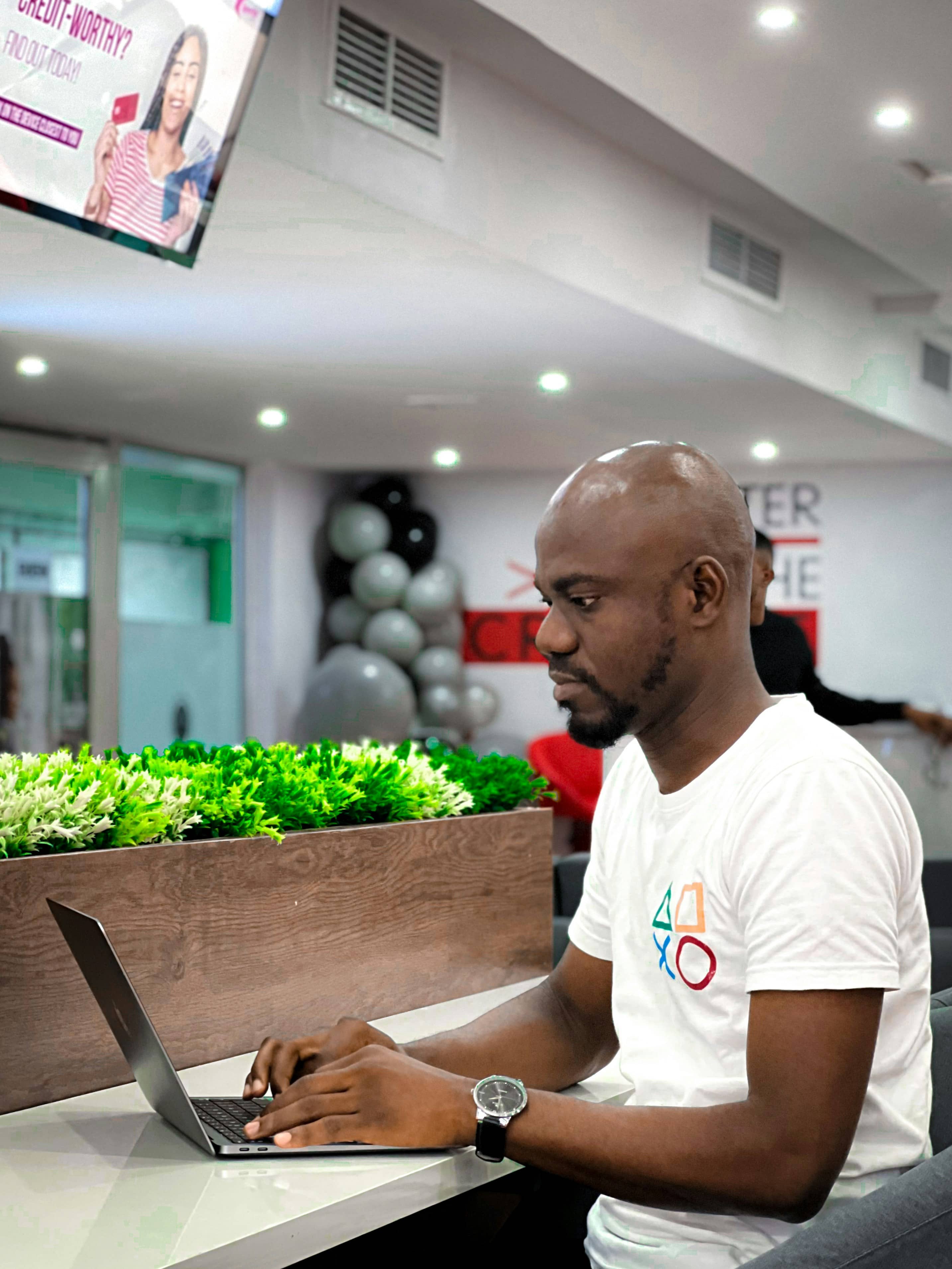 Eket small business owner using laptop